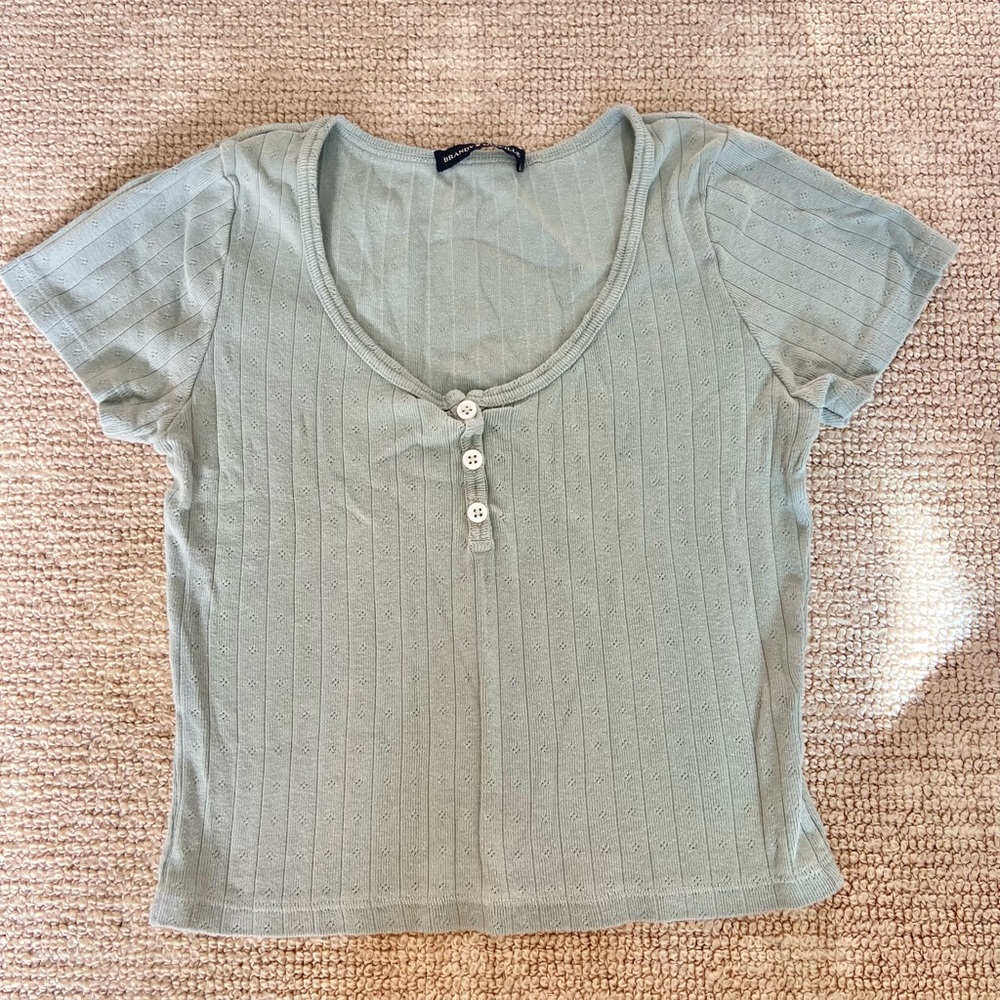 Brandy Melville Green Baby Tee